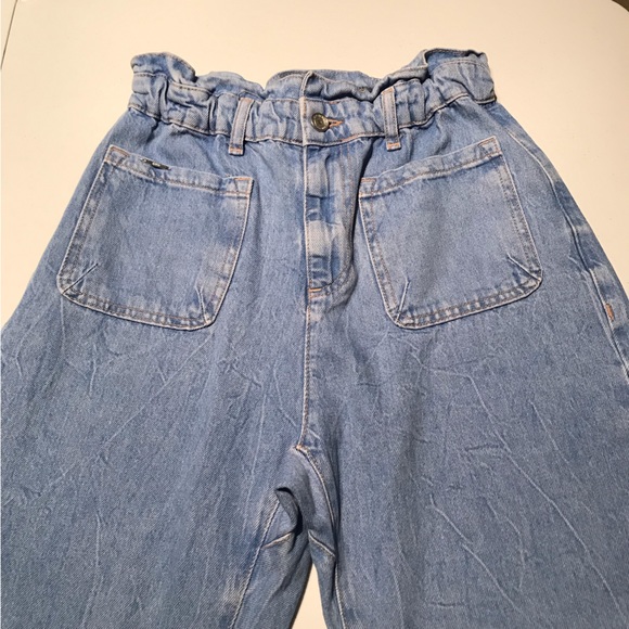 Zara Baggy Paperbag Waist Jeans In Blue Denim Size 4 - Picture 5 of 11